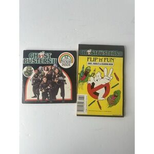 1988 Ghostbusters 2 Coloring Book & Flip n Fun Riddle Joke Book Vintage Lot